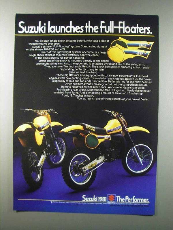 1981 Suzuki RM-250 and RM-465 Motorcycles Ad