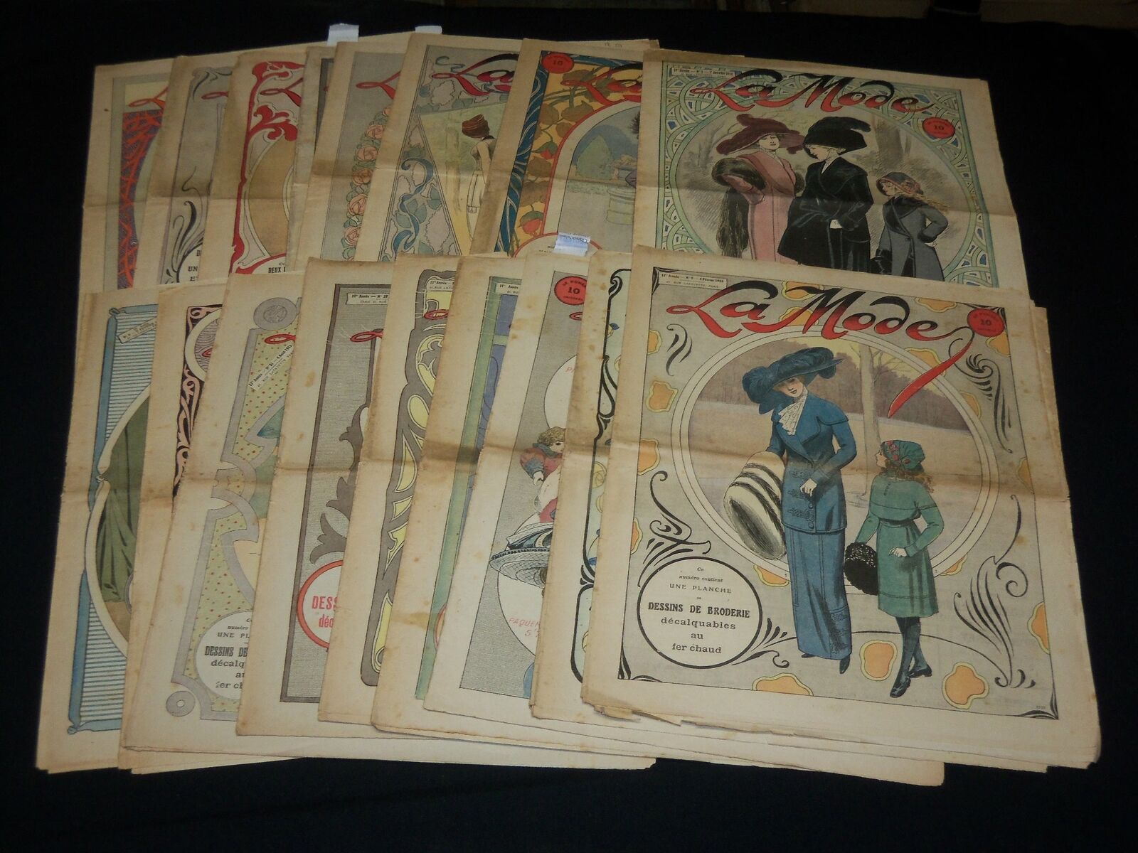 1911-1913 LA MODE FRENCH FASHION NEWSPAPER LOT OF 17 ISSUES - O 313