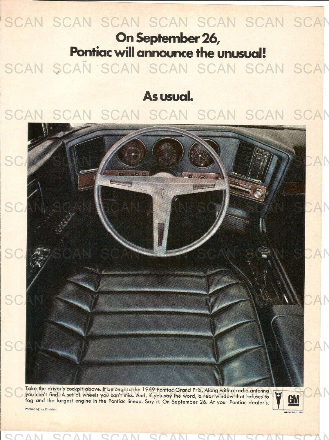 1969 Pontiac Grand Prix Vintage Magazine Ad