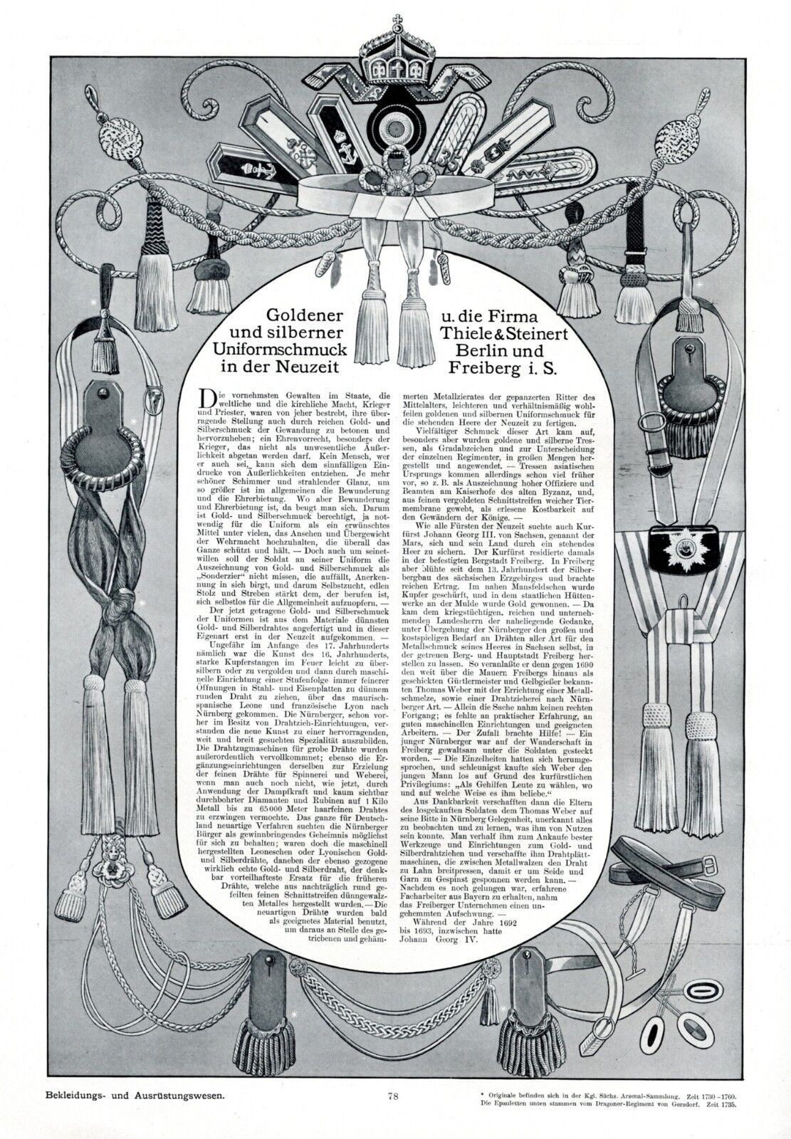 Uniform jewelery Thiele & Steinert XL 1913 ad German advertising medal WW 1