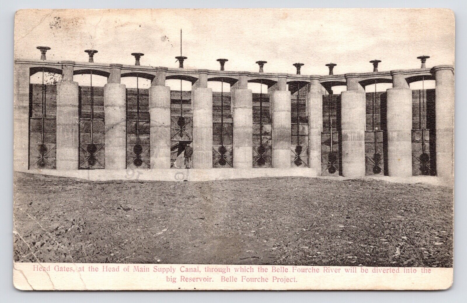 c1907-1908~Belle Fourche Dam Project~Butte County South Dakota SD~Postcard