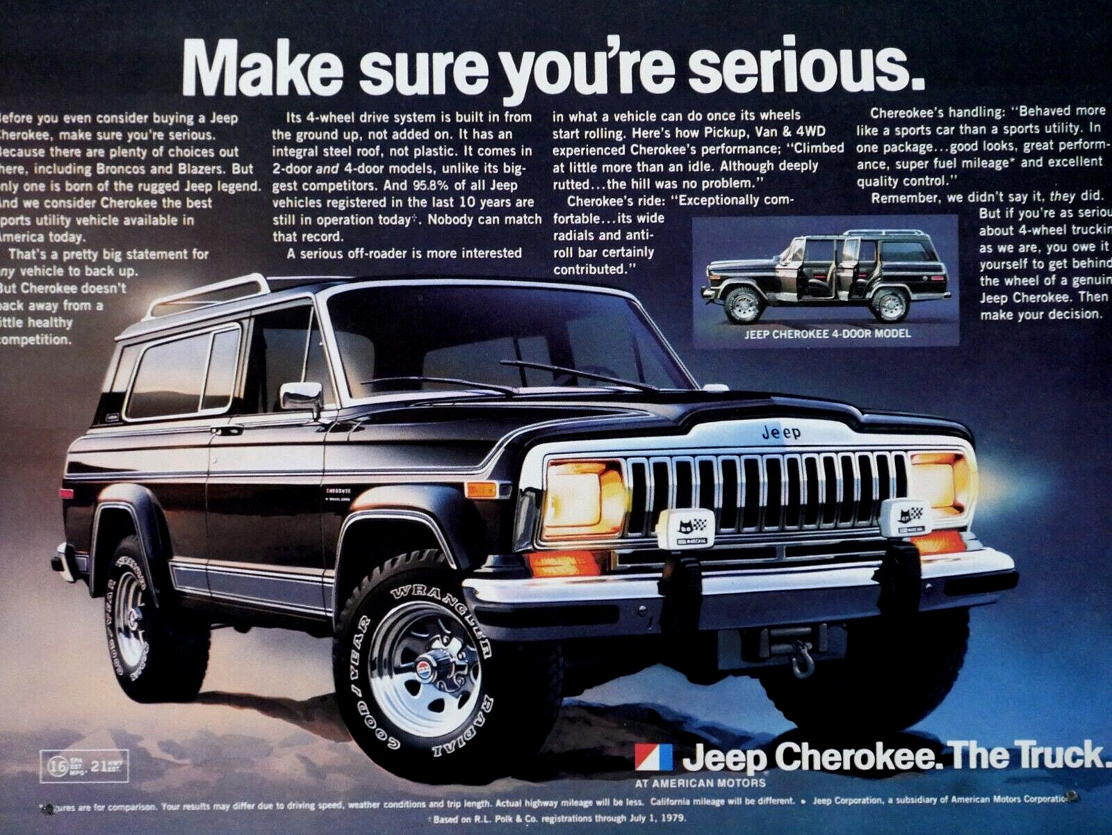1981 Jeep Cherokee Vintage Make Sure You\'re Serious Original Print Ad 8.5 x 11\