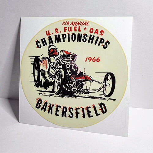 1966 BAKERSFIELD FUEL & GAS CHAMPIONSHIPS Vintage Style DECAL / STICKER, racing