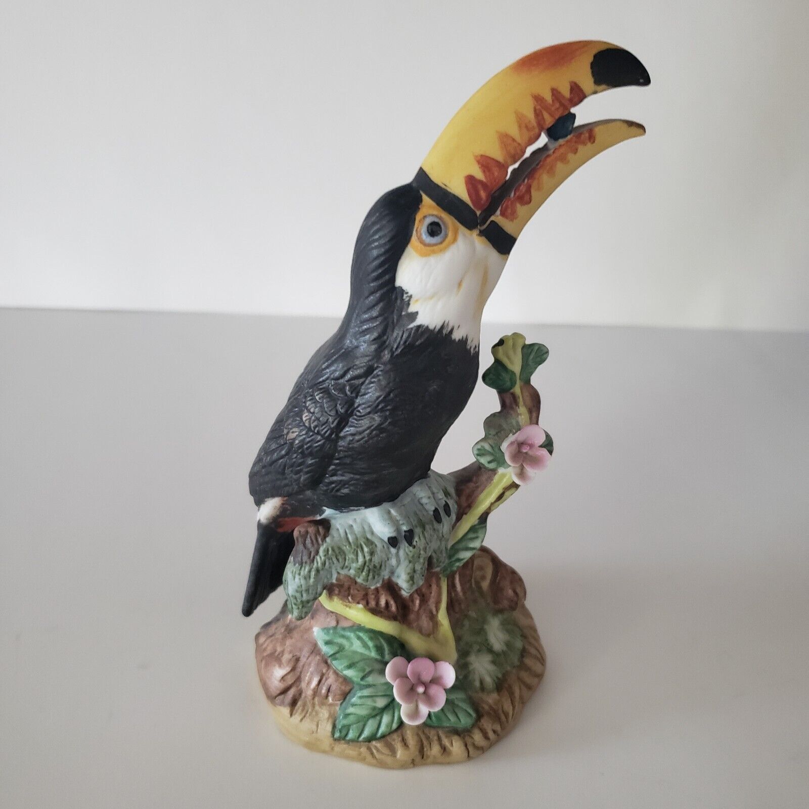 Toucan  Exotic Tropical Bird  Flower Ceramic Figurine 5.75\