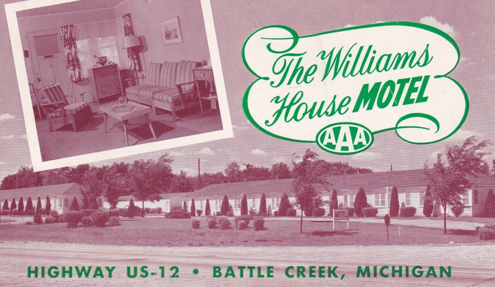 Postcard MI Battle Creek Michigan The Williams House Motel H15