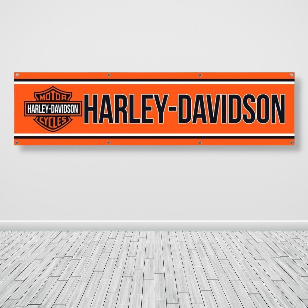 Vintage Harley Davidson Motorcycle 2x8 ft Flag Garden Garage Wall Sign Banner