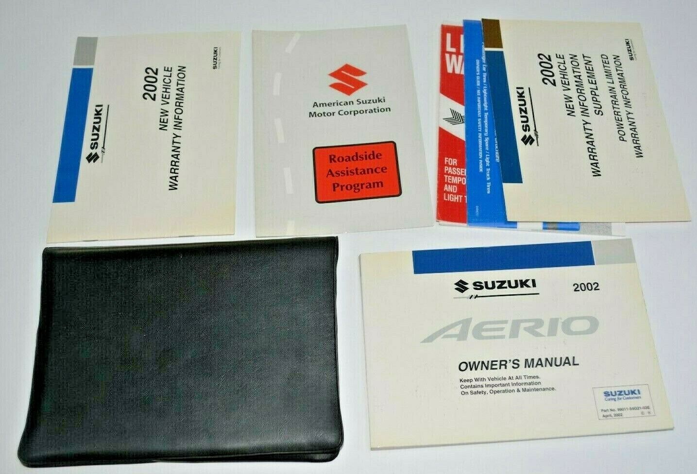 2002 SUZUKI AERIO OWNERS MANUAL GUIDE BOOK SET WITH CASE OEM