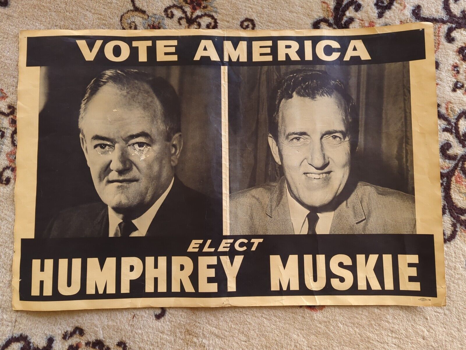 60s Humphrey Muskie Original Vintage Poster PinUp Presidential 33.75\