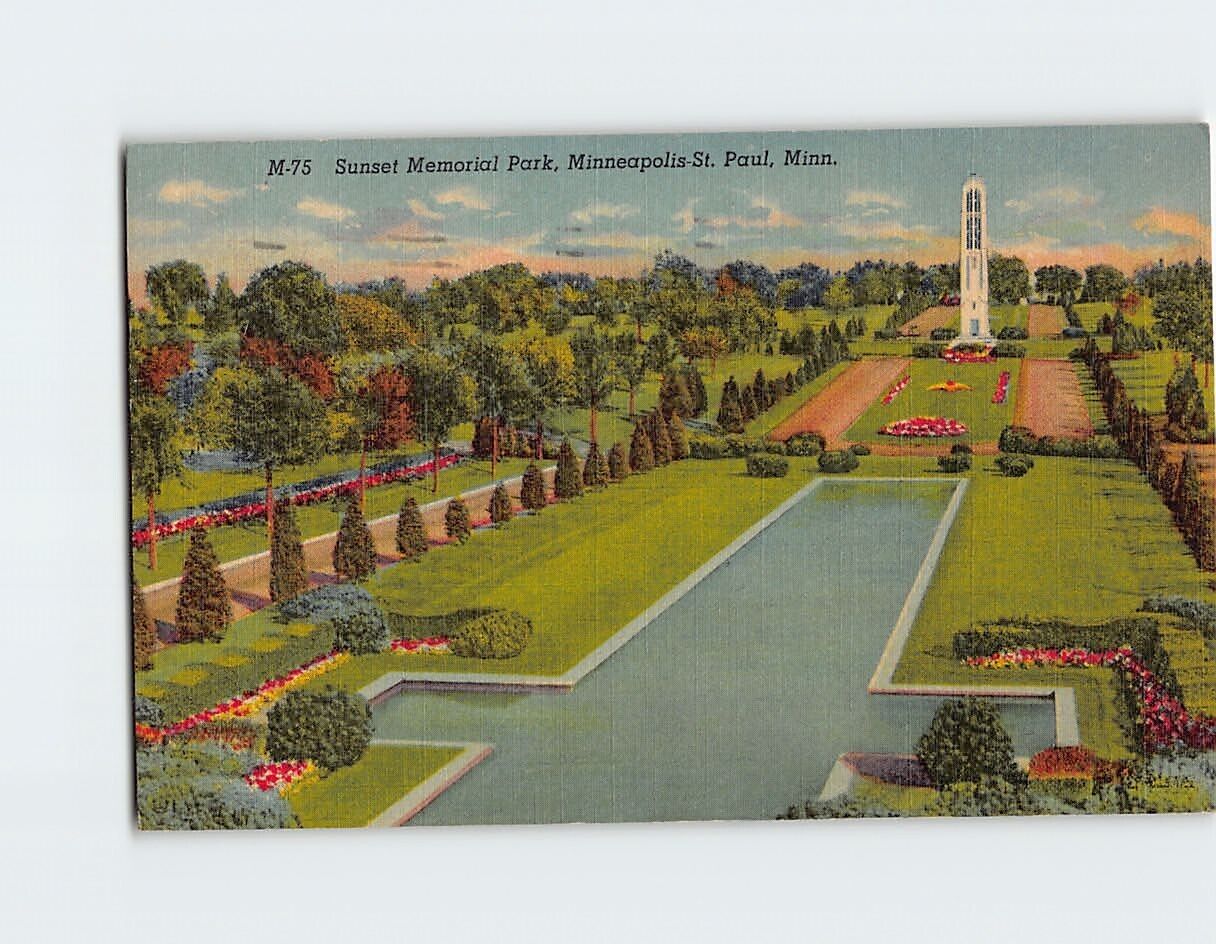 Postcard Sunset Memorial Park Minneapolis-St. Paul Minnesota USA