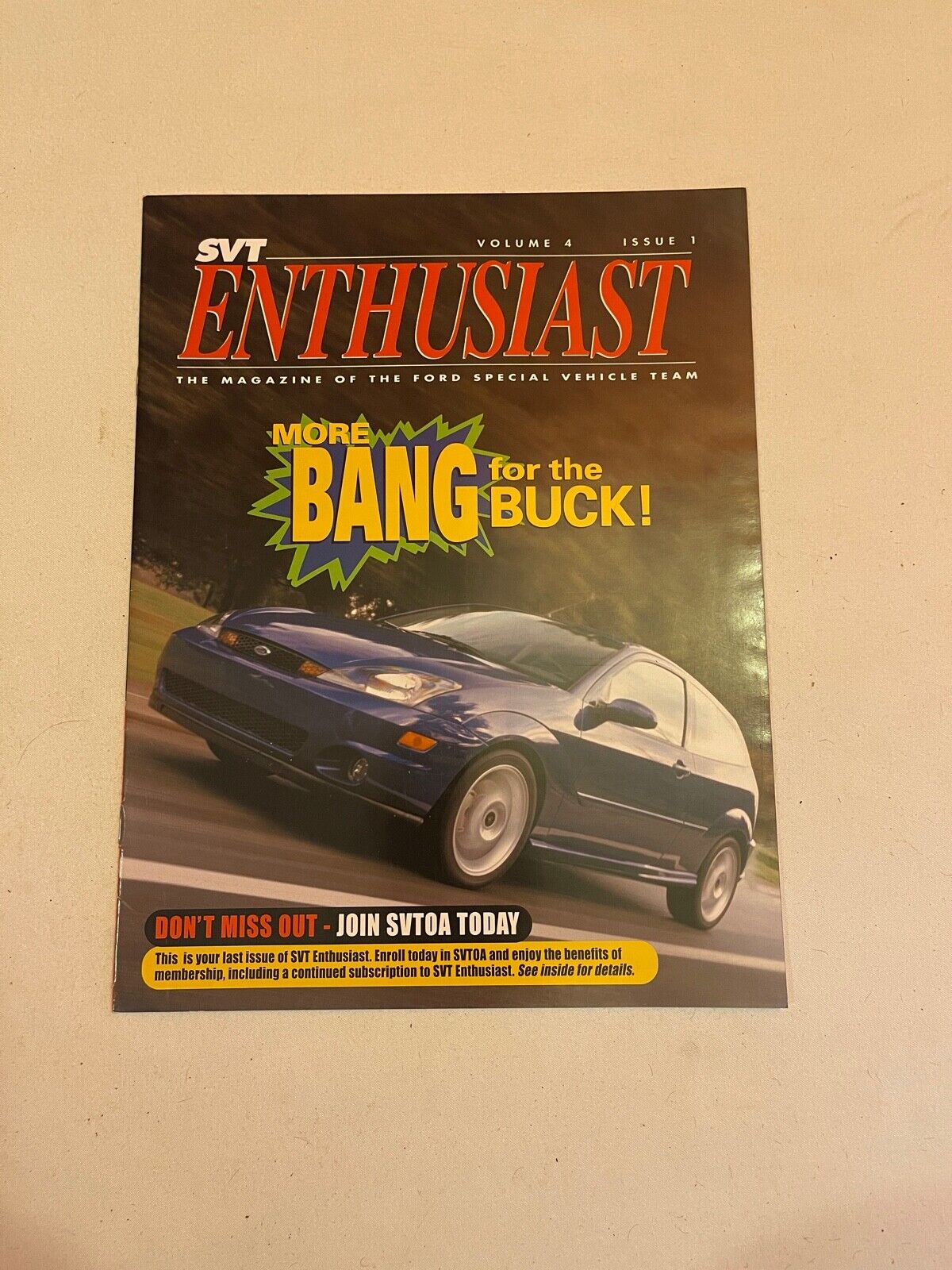 FORD SVT Focus Mustang Enthusiast Magazine USA brochure - Vol 4 Issue 1 2001