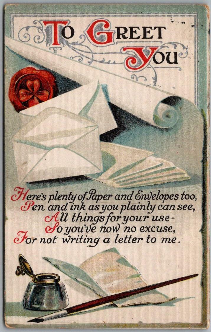 1910 Comic Saying Greetings Postcard \
