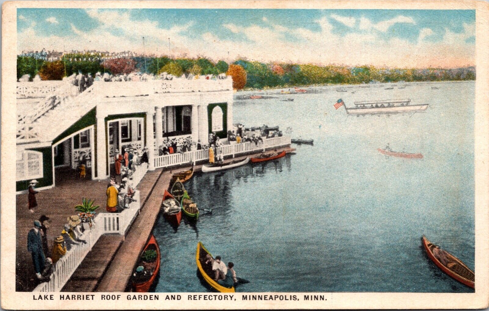 Postcard Lake Harriet Roof Garden and Refectory in Minneapolis, Minnesota