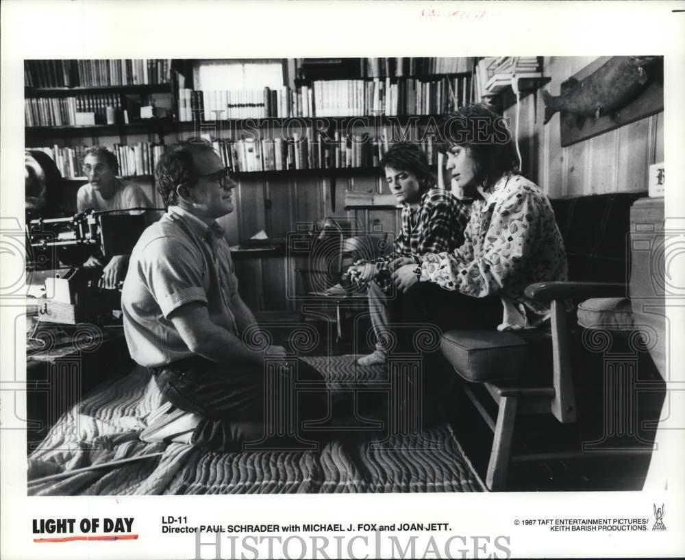 1987 Press Photo Paul Schrader, Michael J. Fox and Joan Jett for \