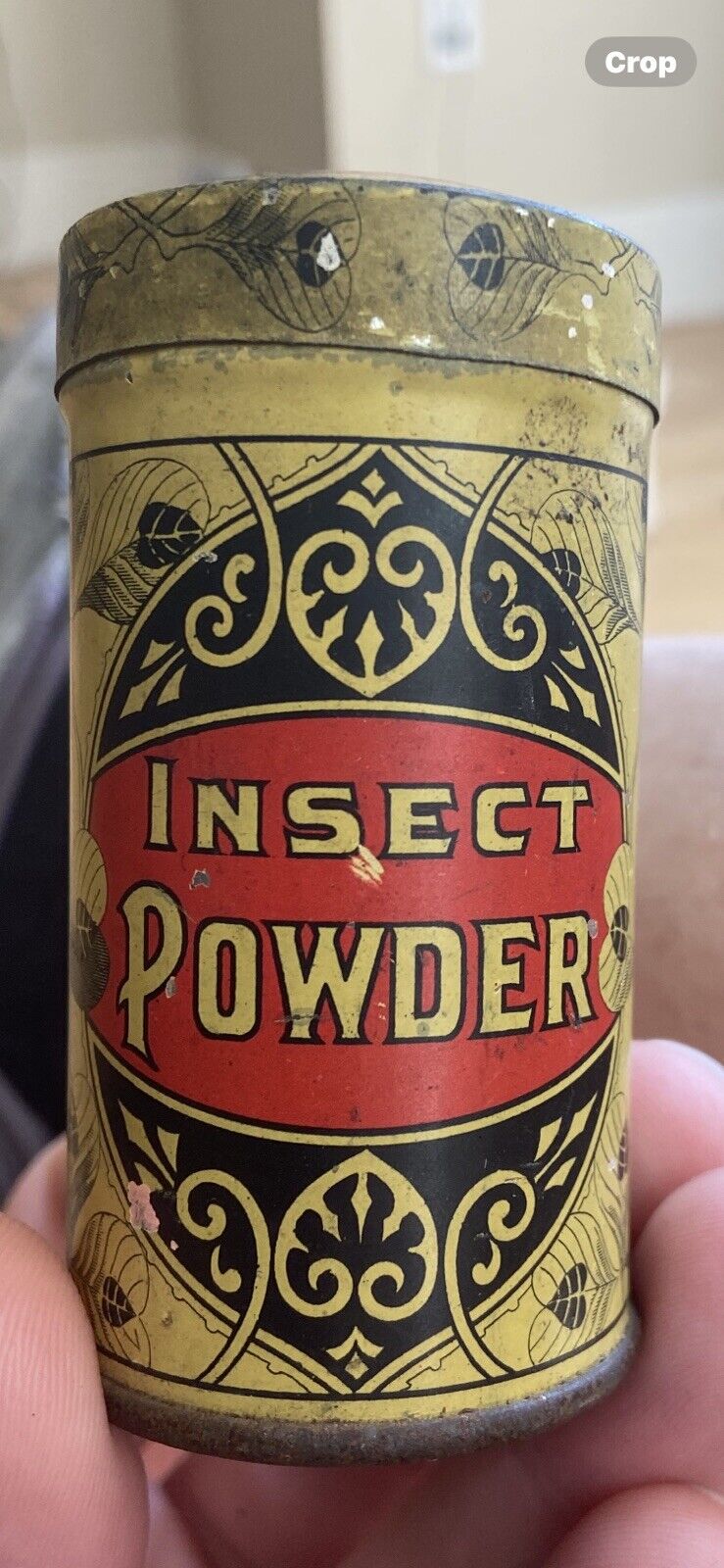 Antique Tin Litho Container, Insect Powder Litho Can Jar
