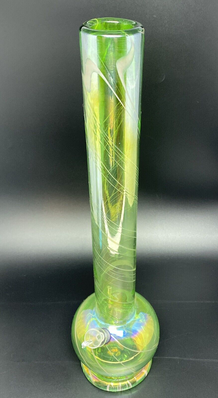 Vintage 18 In Thick Soft Glass Tobacco Water Pipe Bong W/ Stem & Bowl 
