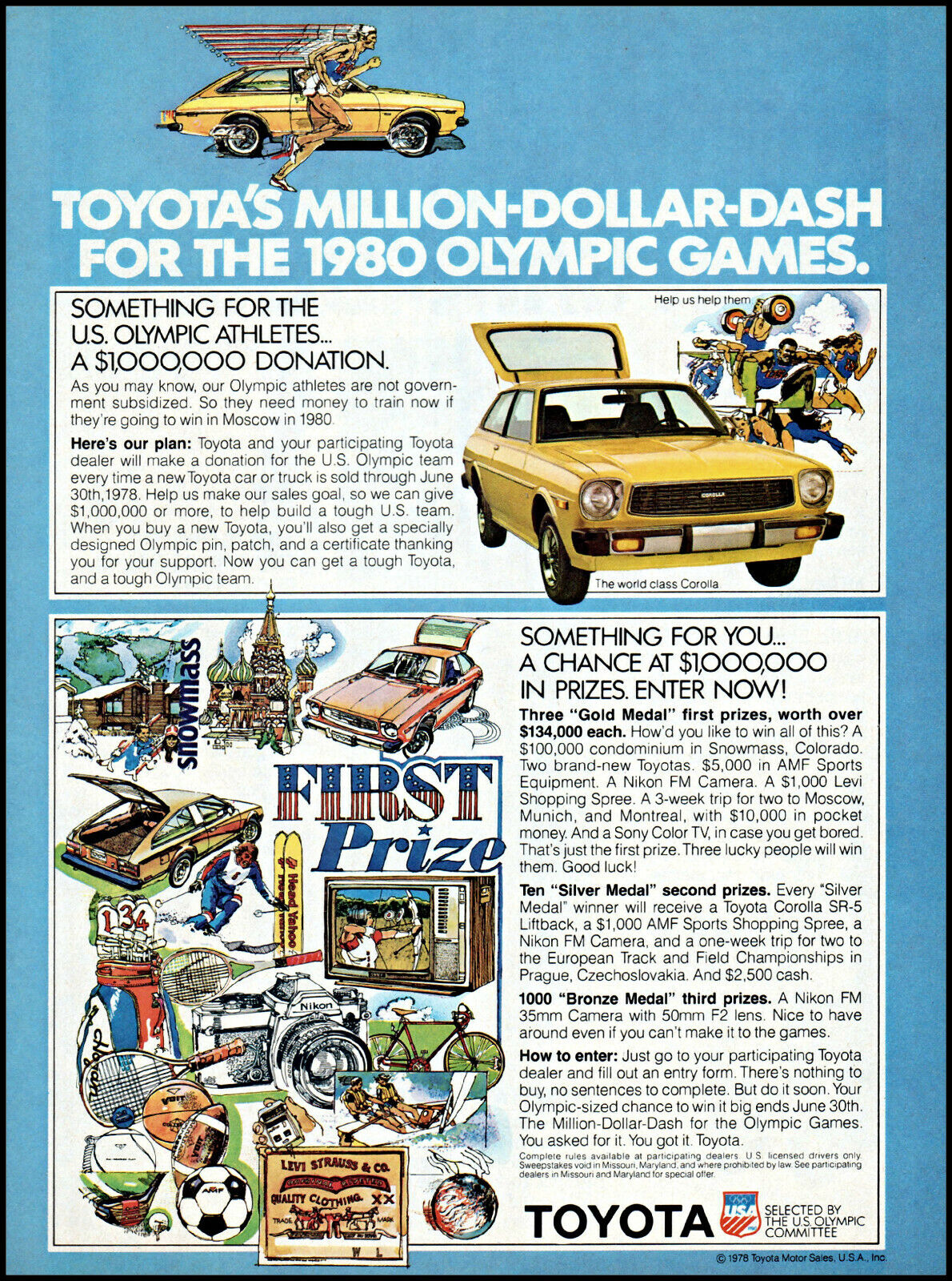 1978 Toyota Corolla Car USA Olympic Team official cars retro photo print ad ads6