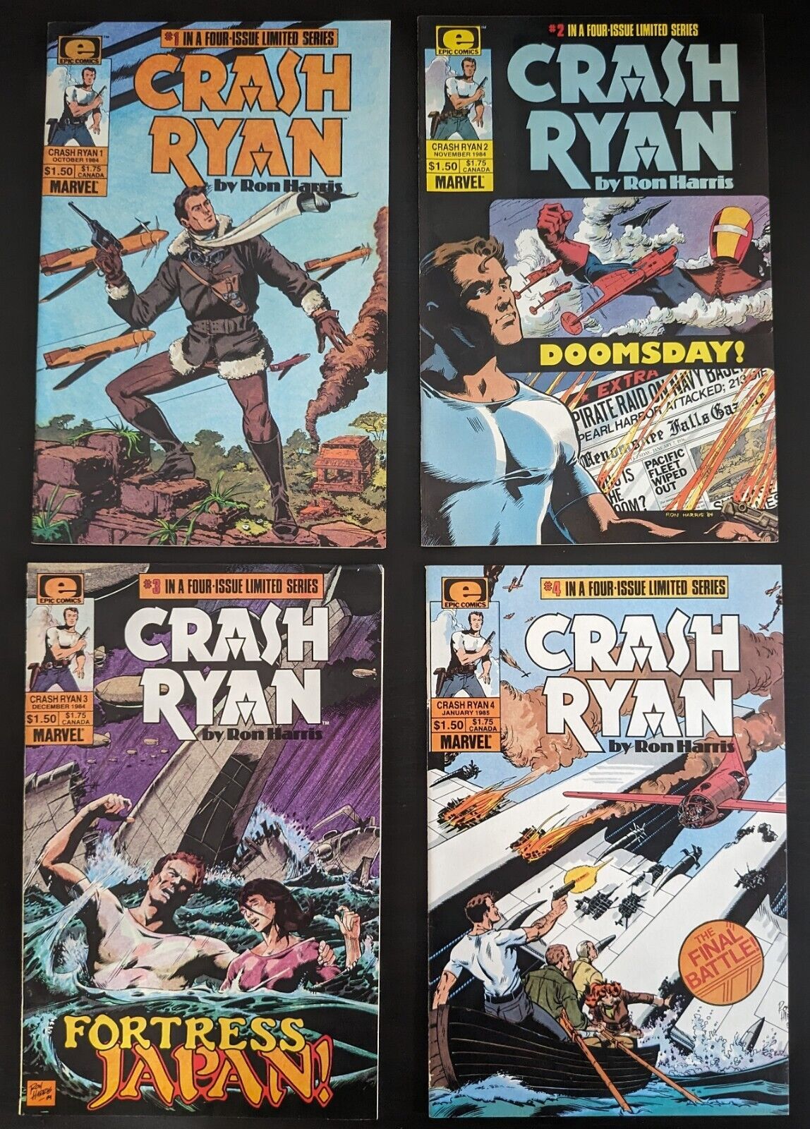 Crash Ryan #1-4 COMPLETE FULL SERIES RUN - 1984-85 Marvel Epic Comics - 4 Issues