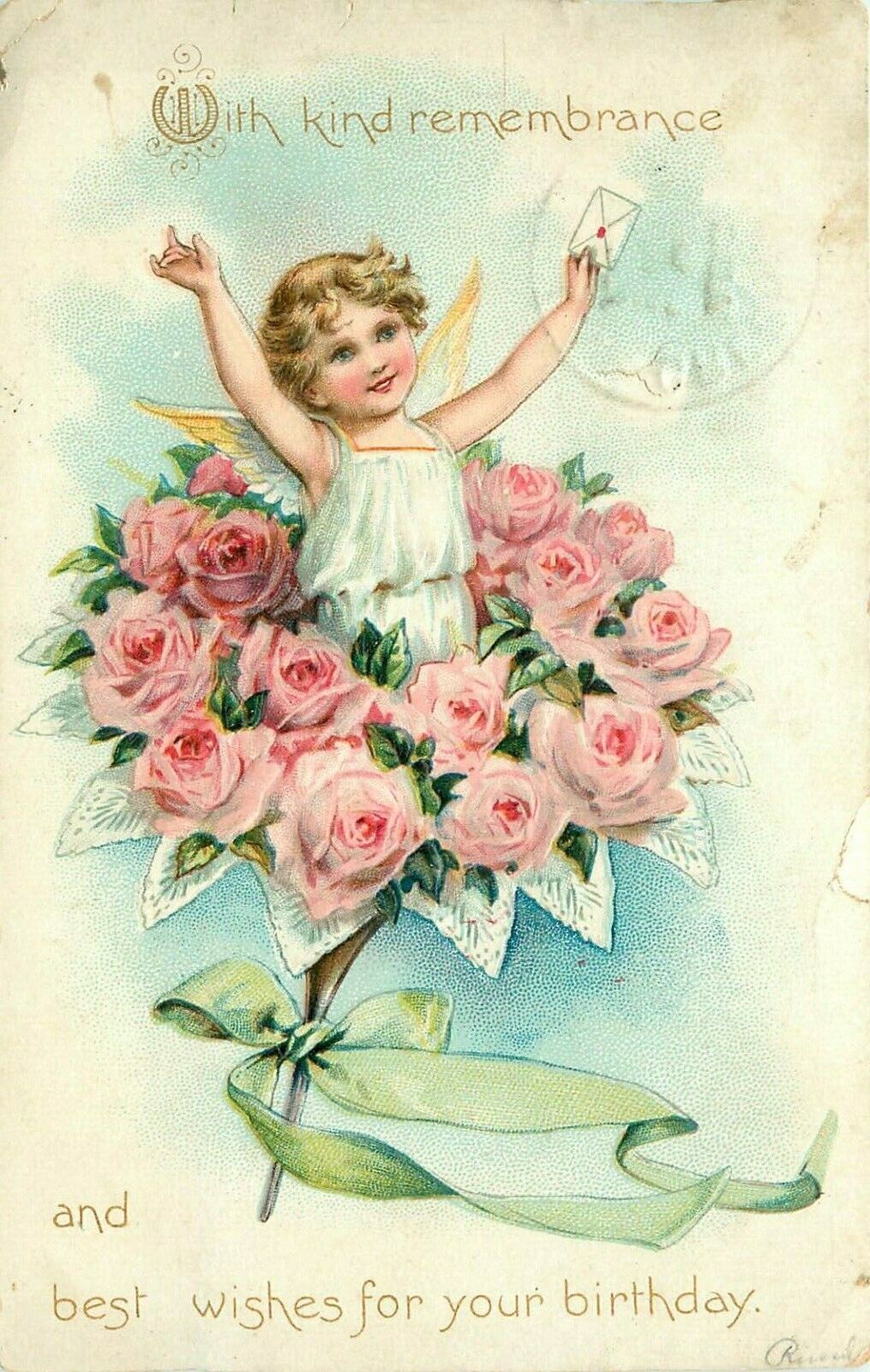 Best Wishes Birthday TUCK pm 1907 Embossed Postcard