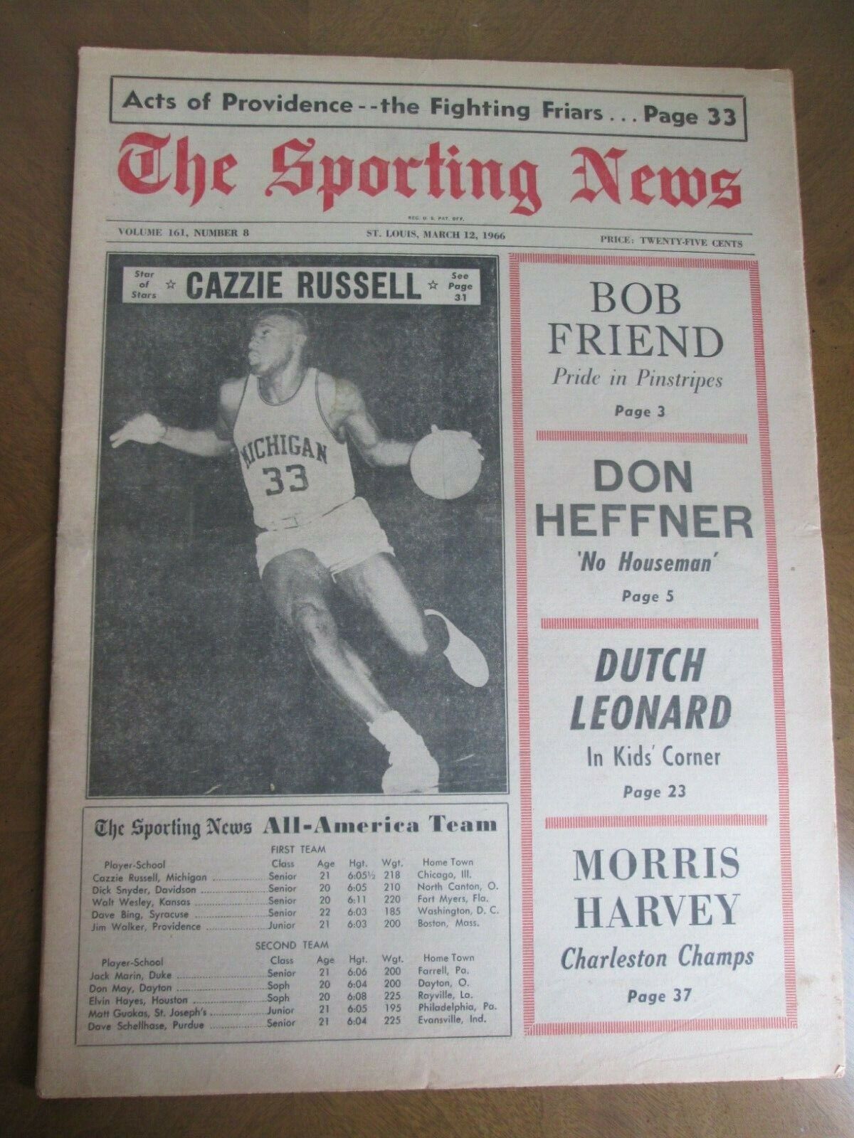 THE SPORTING NEWS  MARCH 12, 1966    CAZZIE RUSSELL   UNIVERSITY OF MICHIGAN  