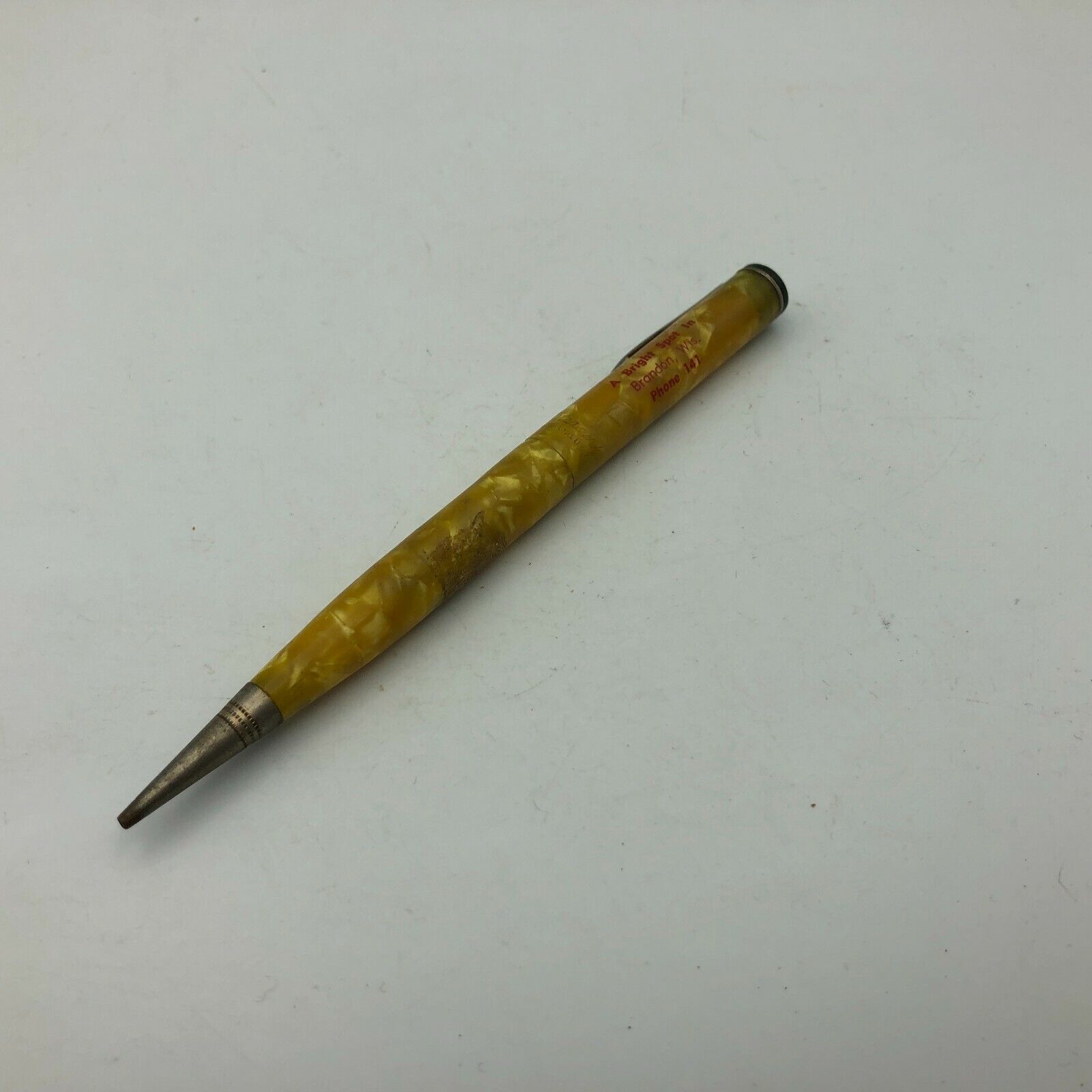 Vtg Ritepoint Mechanical Pencil Yellow Pearlescent Chucks Tavern Brandon WI P9