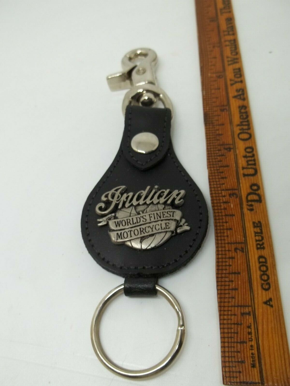 INDIAN MOTORCYCLES GENUINE NOS LEATHER KEY CHAIN FOB HEAVY DUTY CLASP NEW