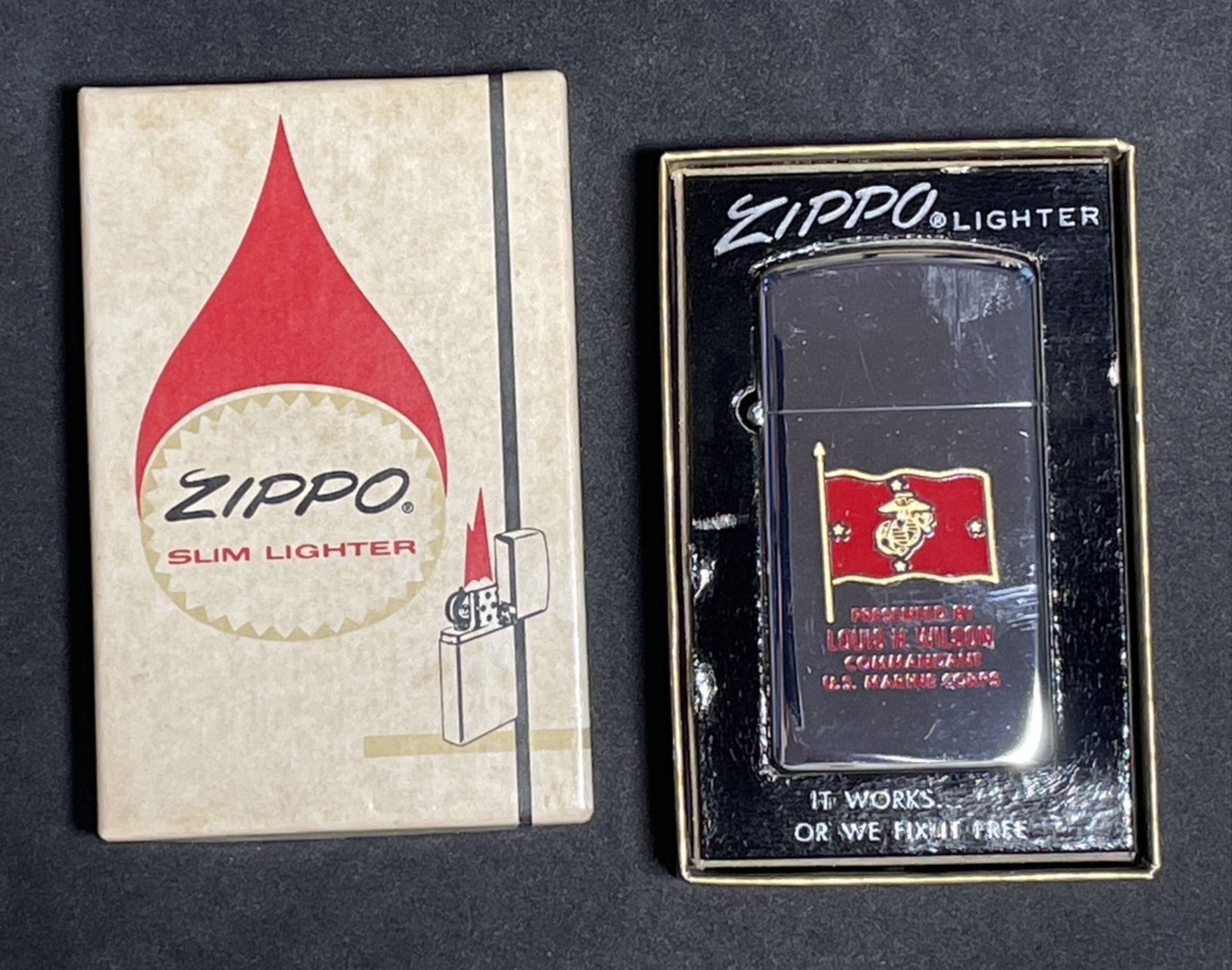 Vintage Zippo Commandant Of The Marine Corp Lighter - In Original Box Unfired