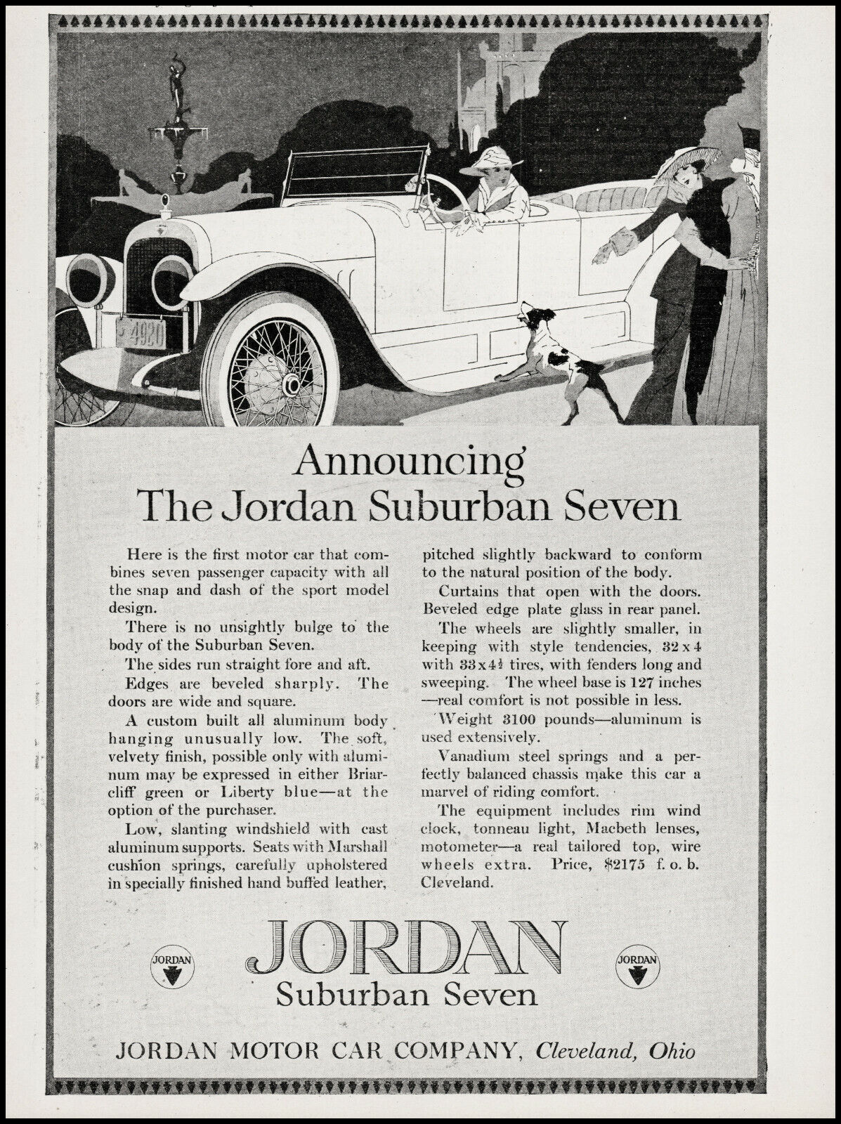 1918 Jordan Suburban Seven Car Jordan Motor Car Co. vintage art print ad ads40