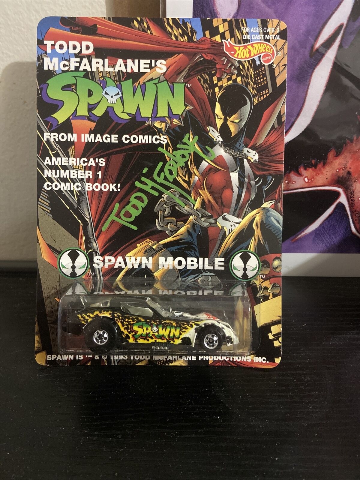 SPAWN HOT WHEELS CAR SIGNED TODD MCFARLANE 2023 SDCC EXCLUSIVE 1993 SPAWN MOBILE