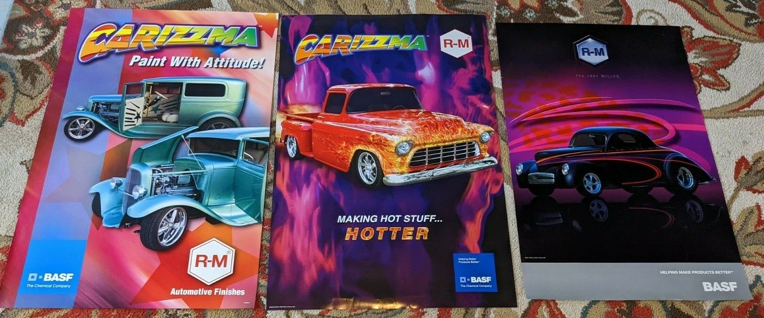 CARIZZMA BASF PROMO Chevy 3100 - 1941 Willys AUTO PAINT POSTER Set