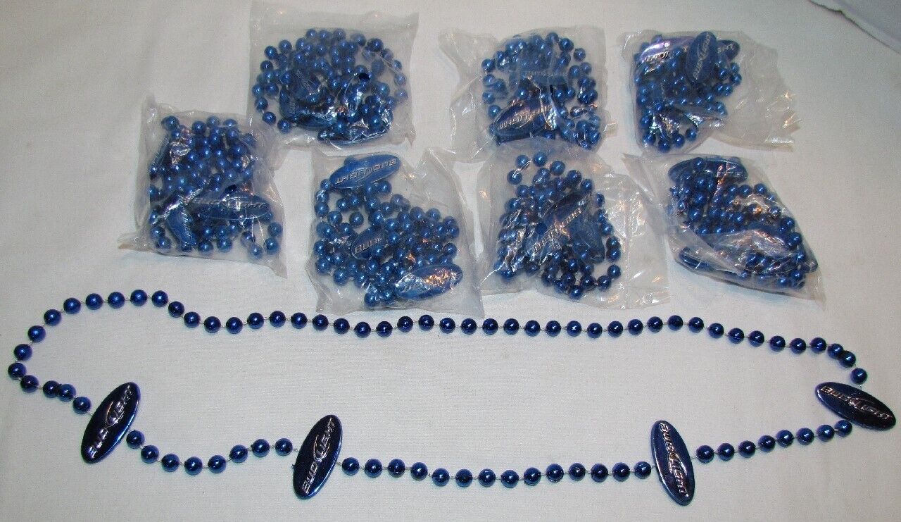 Bud Light Blue Mardi Gras Beads Necklace, 7 Sealed Packs