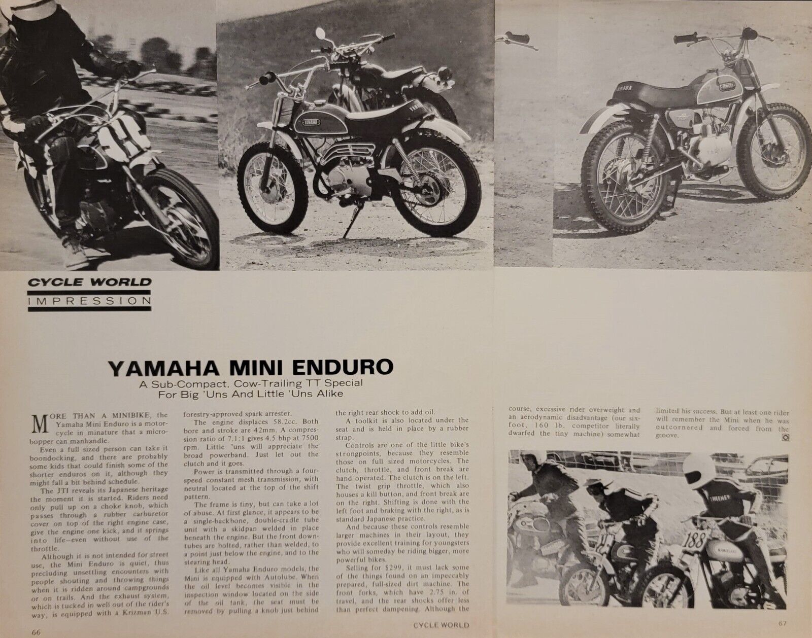 1971 Yamaha 60 Mini Enduro 2pg Motorcycle Test Article