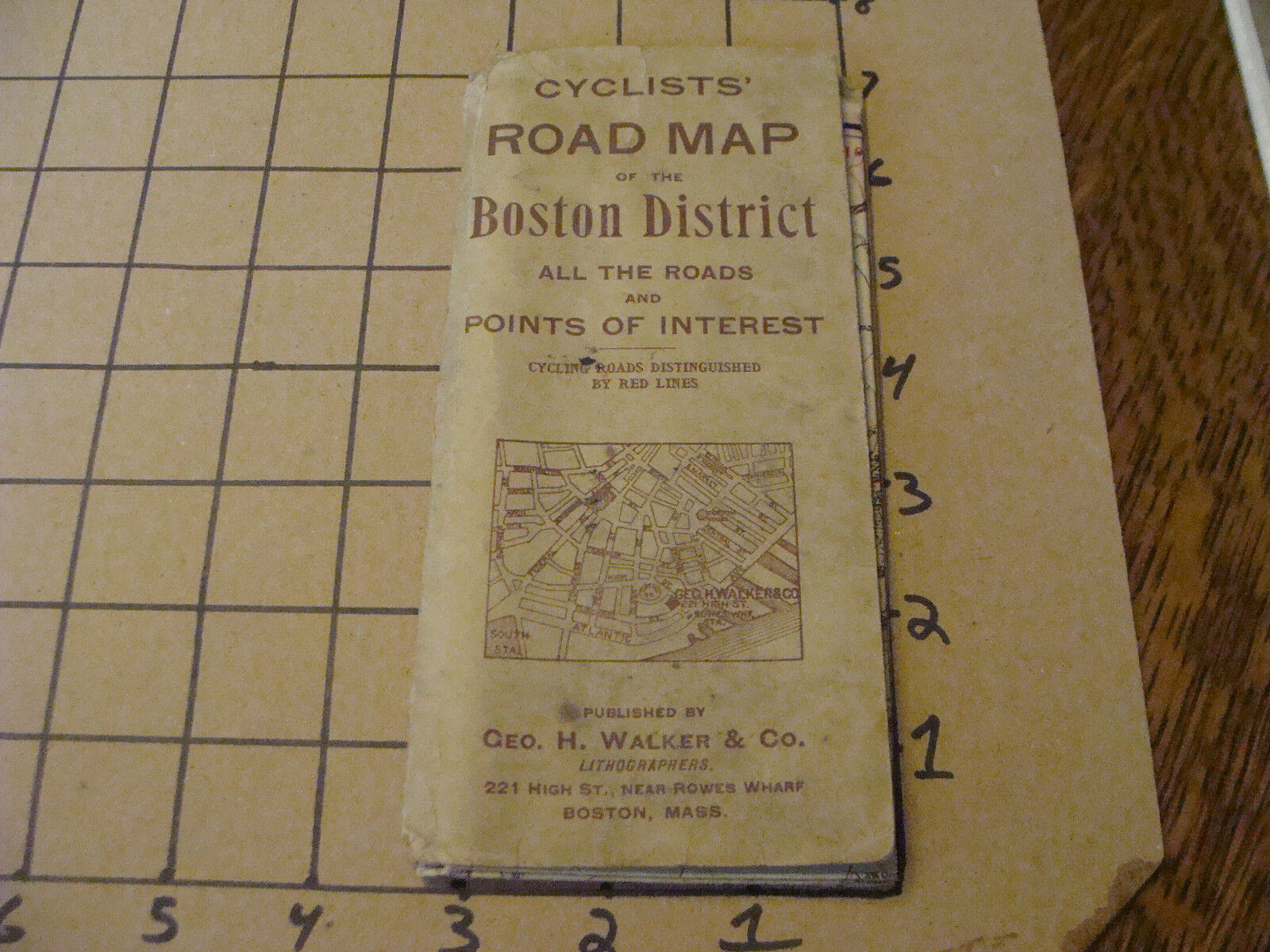ORIGINAL 1905 CYCLISTS' ROAD MAP of BOSTON DISTRICT geo h walker, NOT COMPELTE