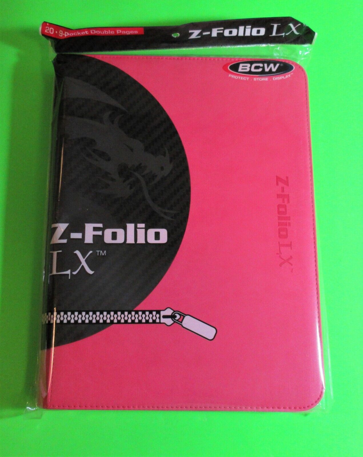 BCW GAMING Z-FOLIO 9-POCKET LX ALBUM - PINK, HOLDS 360 CARDS, ZIPPER CLOSURE