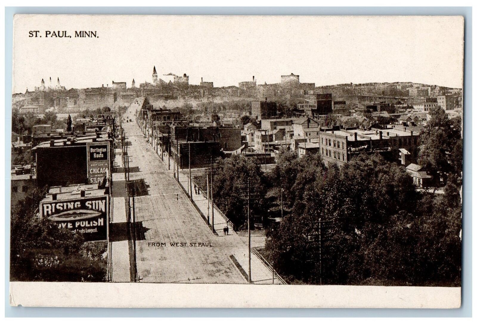 c1909 Aerial View Highway Business District St. Paul Minnesota Antique Postcard