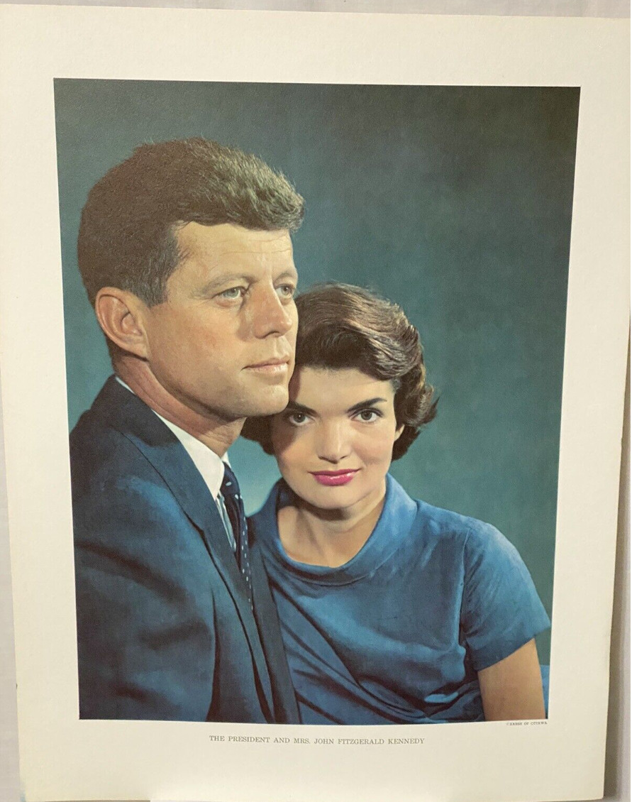 President Kennedy & First Lady Cardstock Portrait 1960’s 17 x 22 Inches