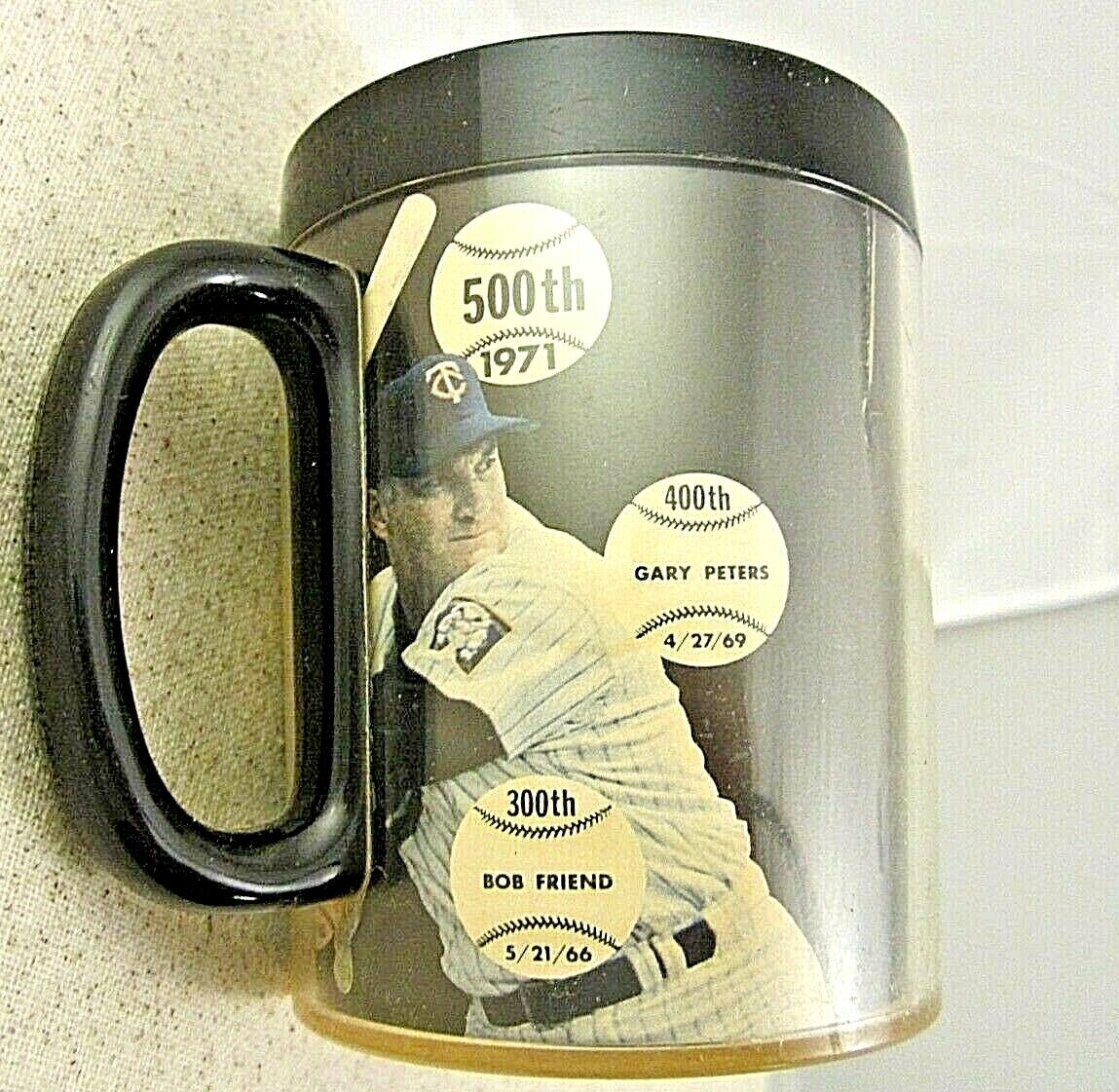 1971 Baseball Harmon Killebrew Thermo Serv Mayes Ruth 500 Homerun Coffee Mug 