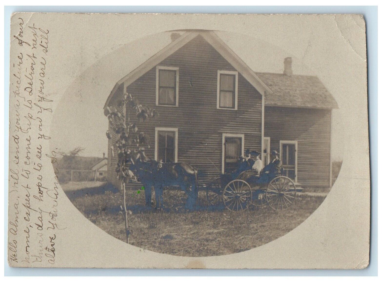 1907 Horse And Wagon House View Perham Minnesota MN RPPC Photo Antique Postcard