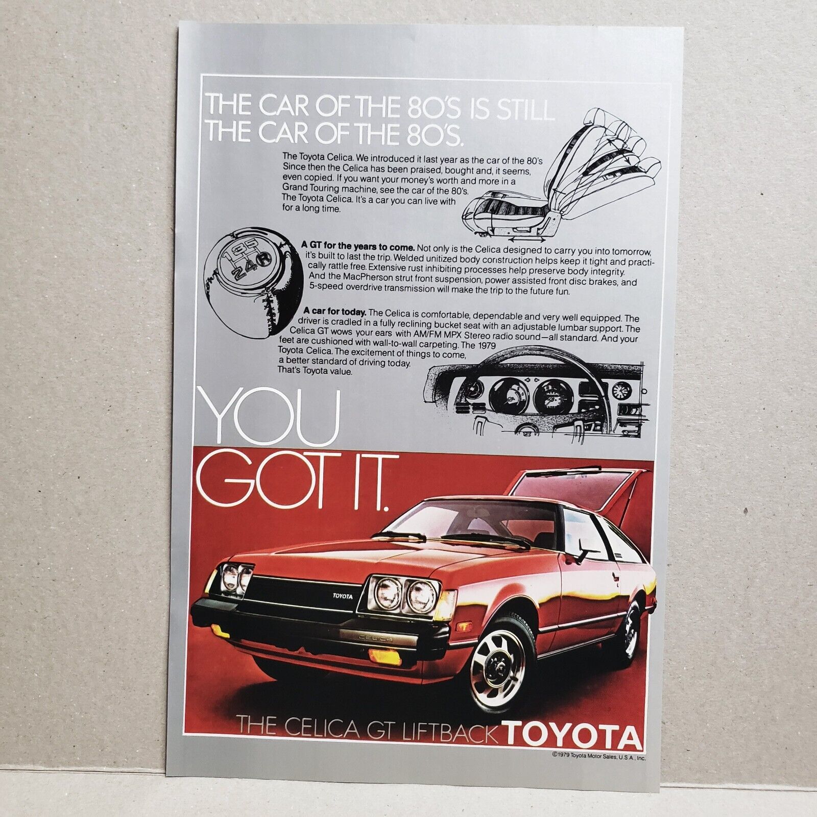 1978 Toyota Celica GT Liftback Print Ad Car of the 80s