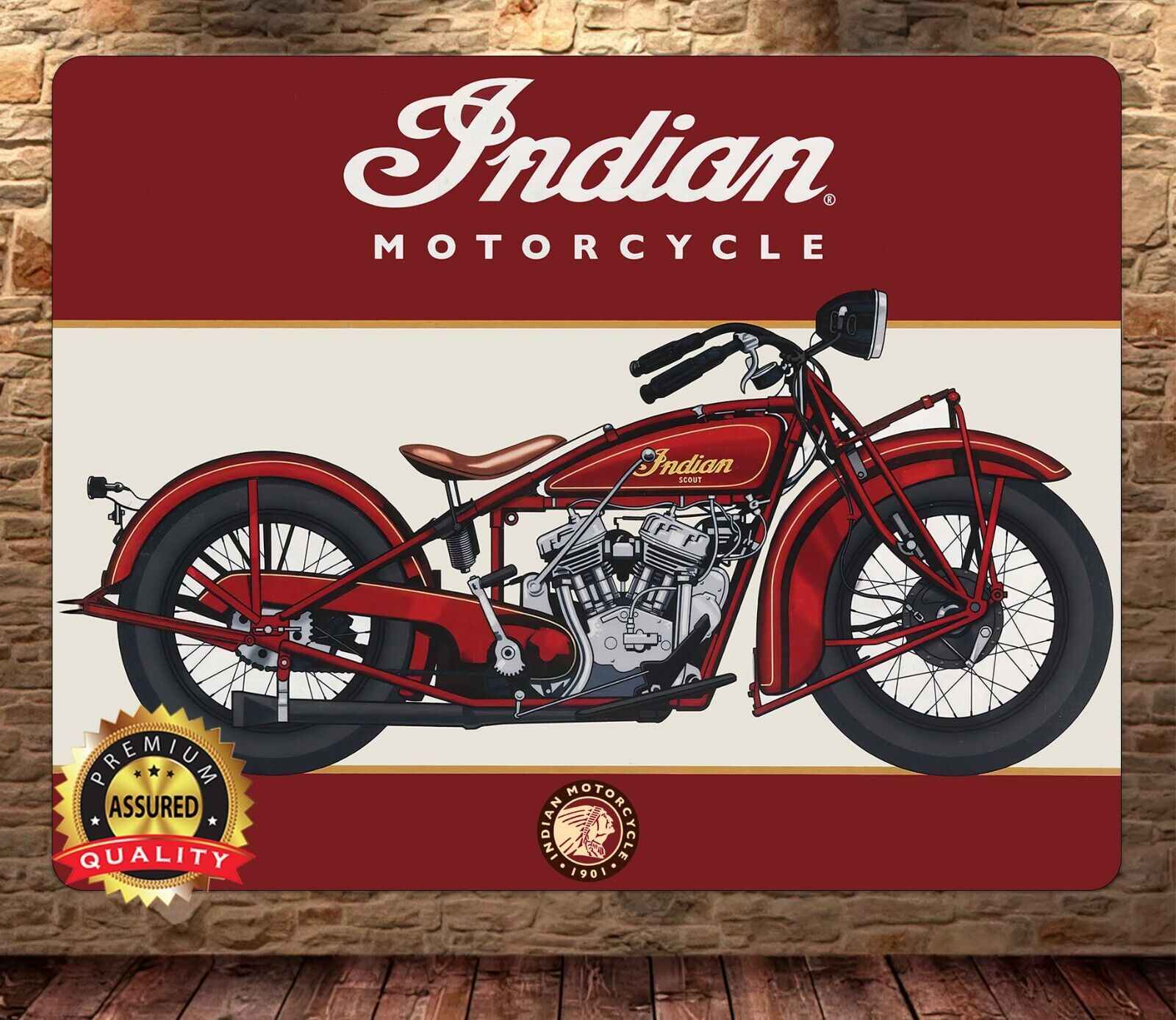Indian Motorcycles - Vintage - Scout - Metal Sign 11 x 14