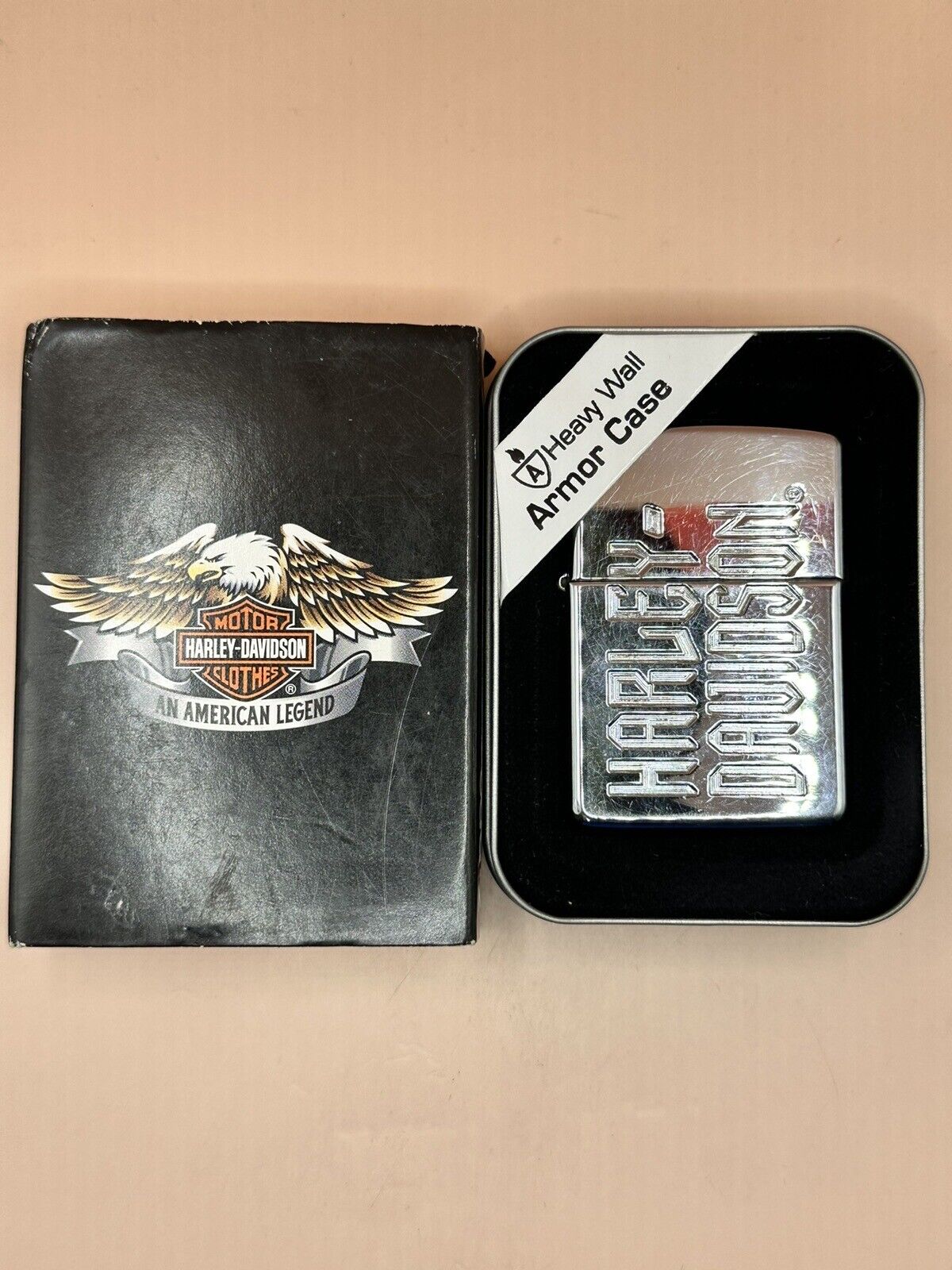 Vintage 2004 Harley Davidson Deep Carve Armor Zippo Lighter