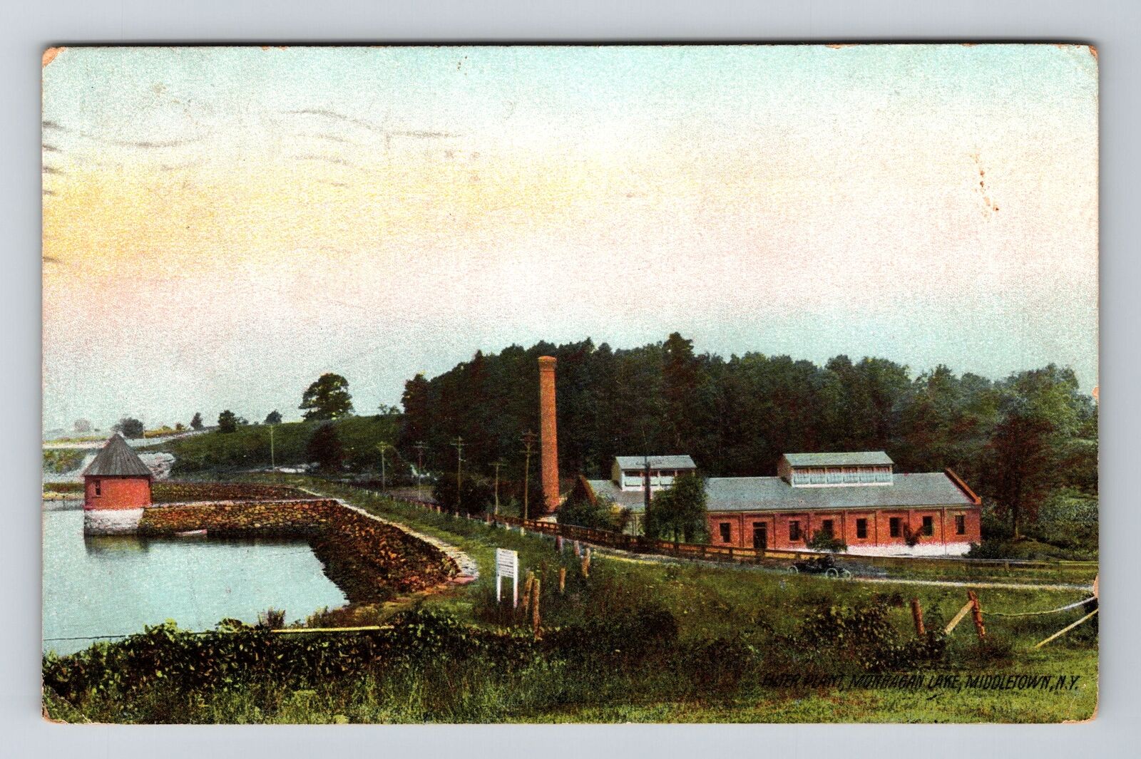 Middletown NY-New York, Filter Plant, Munhagan Lake, Vintage c1908 Postcard