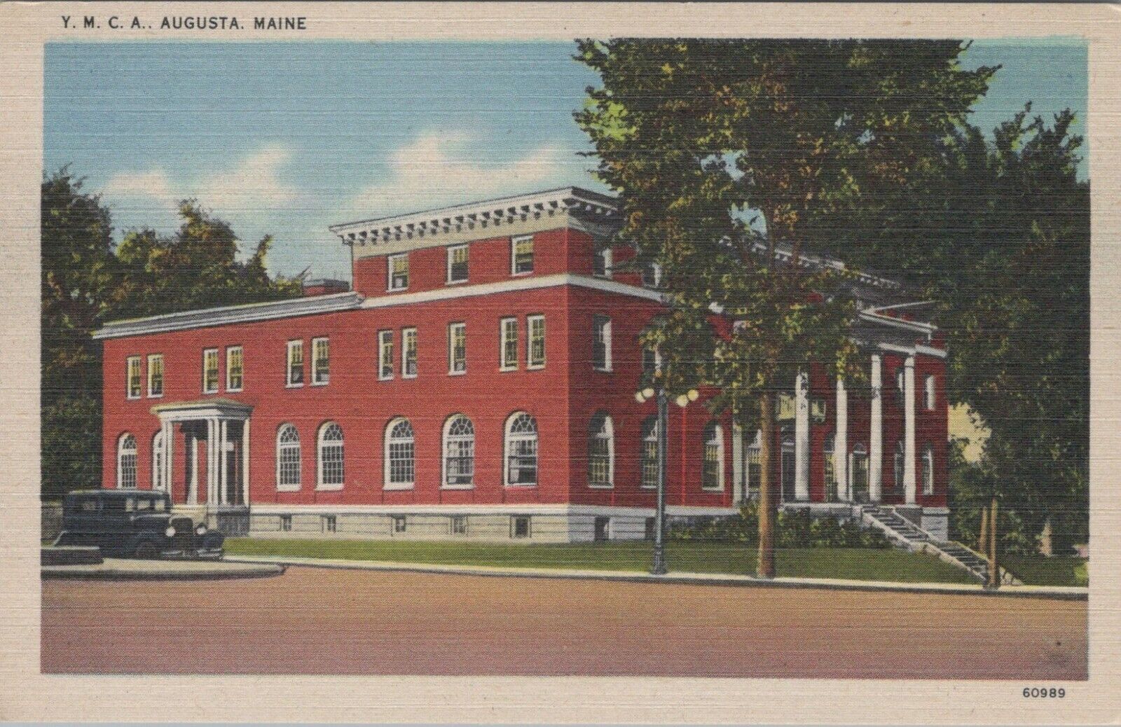 Y.M.C.A. Augusta Maine Buildings Classic Cars Linen Vintage Post Card