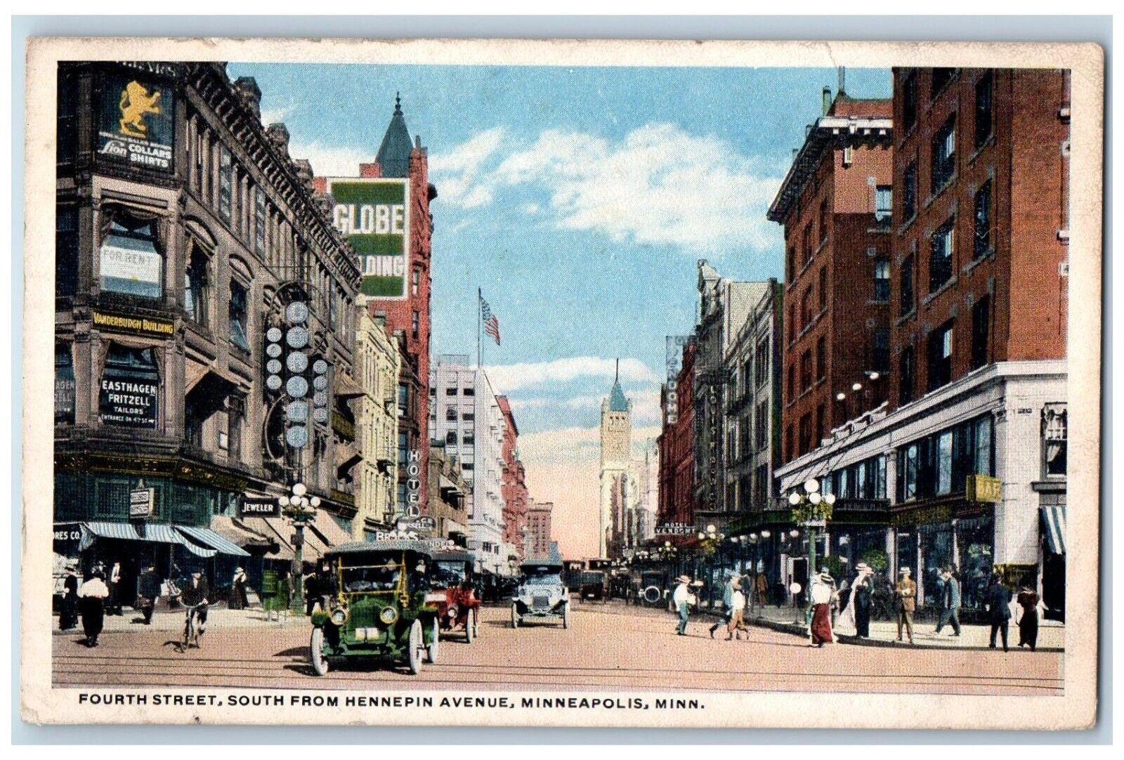 Minneapolis Minnesota Postcard Fourth Street South Hennepin Avenue c1920 Vintage