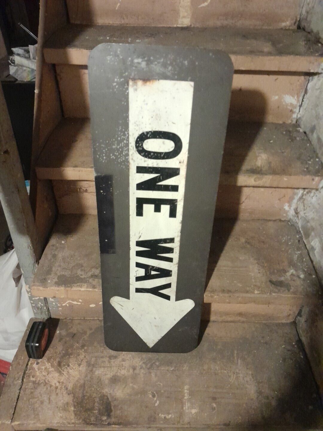 Vintage Aluminum 30 By 10 One Way Double Sided Sign