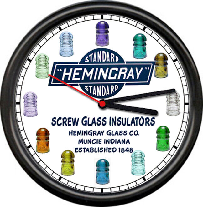 Hemingray Screw Electrical Glass Insulators Muncie IN Depression Sign Wall Clock