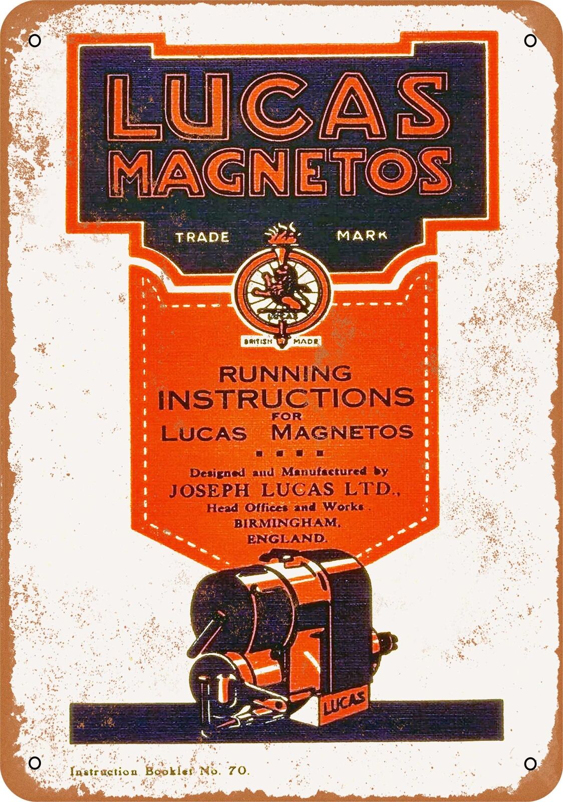 Metal Sign - 1913 Lucas Magnetos - Vintage Look Reproduction