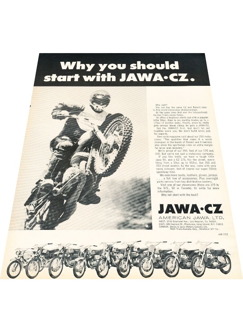 1972 Jawa CZ 90cc 175cc Motorcycle Bike Vintage Advertisement Print Ad J416