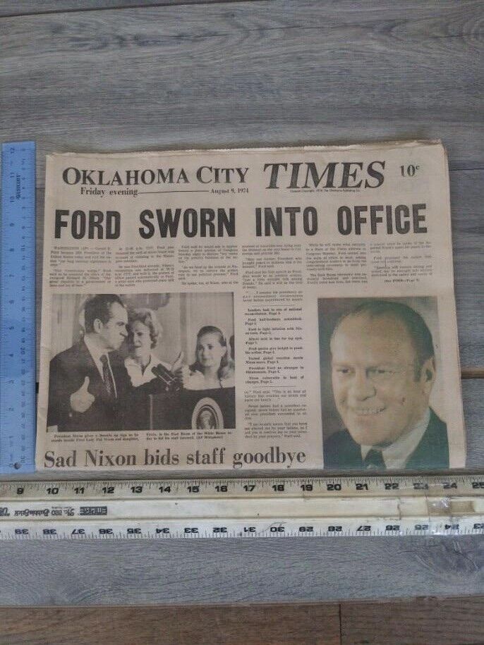 VINTAGE 1974 Ford Sworn into Office Oaklahoma  City Times Newspaper