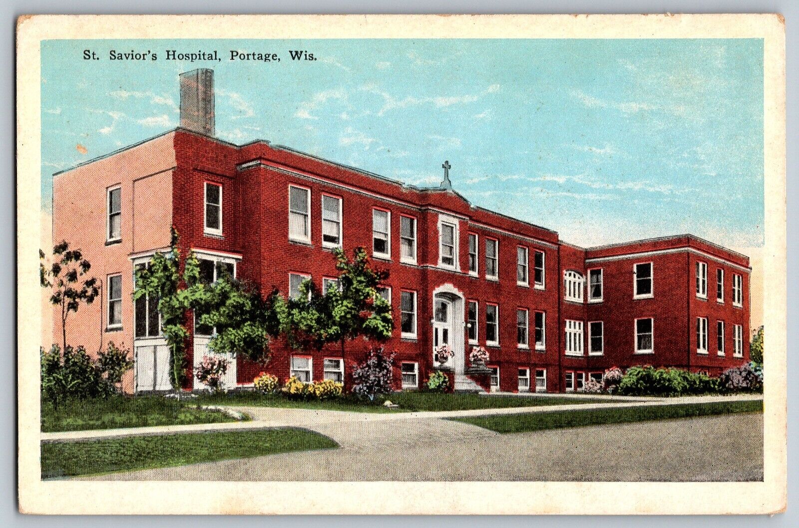 Portage, Wisconsin WI - St. Savior\'s Hospital Building - Vintage Postcard