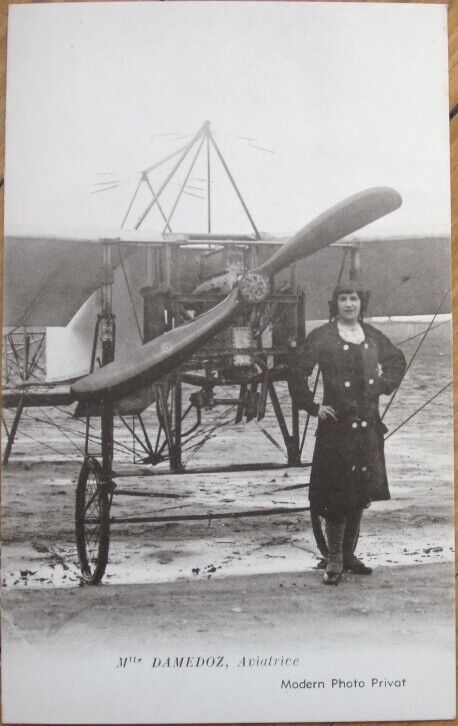 French Aviation 1915 Postcard, Female Aviator, Damedoz, Aviatrice, Airplane